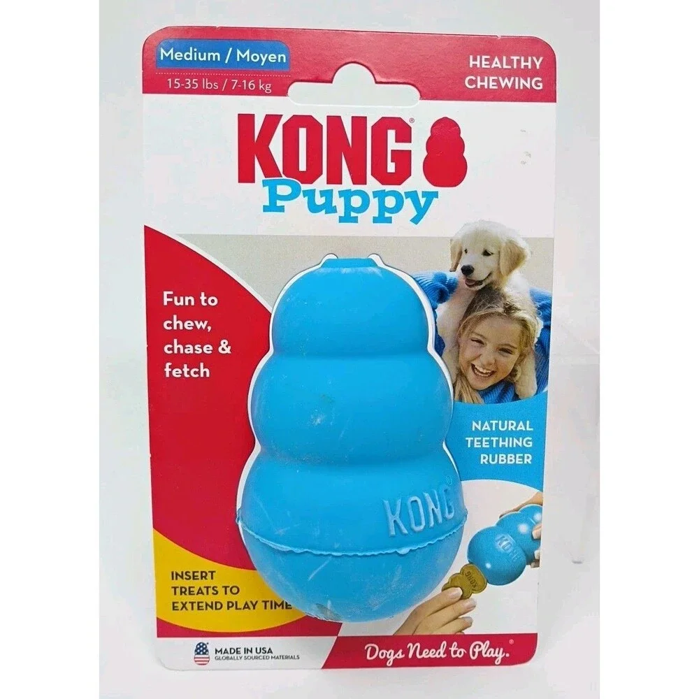 Kong Dog Toys Lot of 2 - Medium Size Blue Puppy & Red Classic